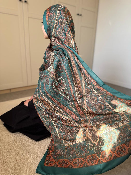 Foulard Vert Foncé Marron