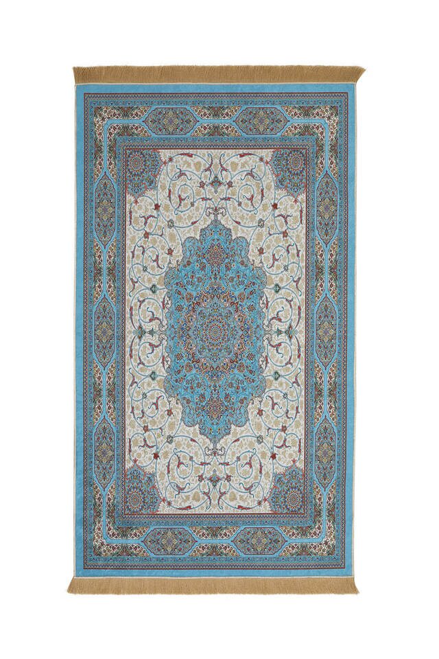 Turquoise White Velvet Prayer Mat