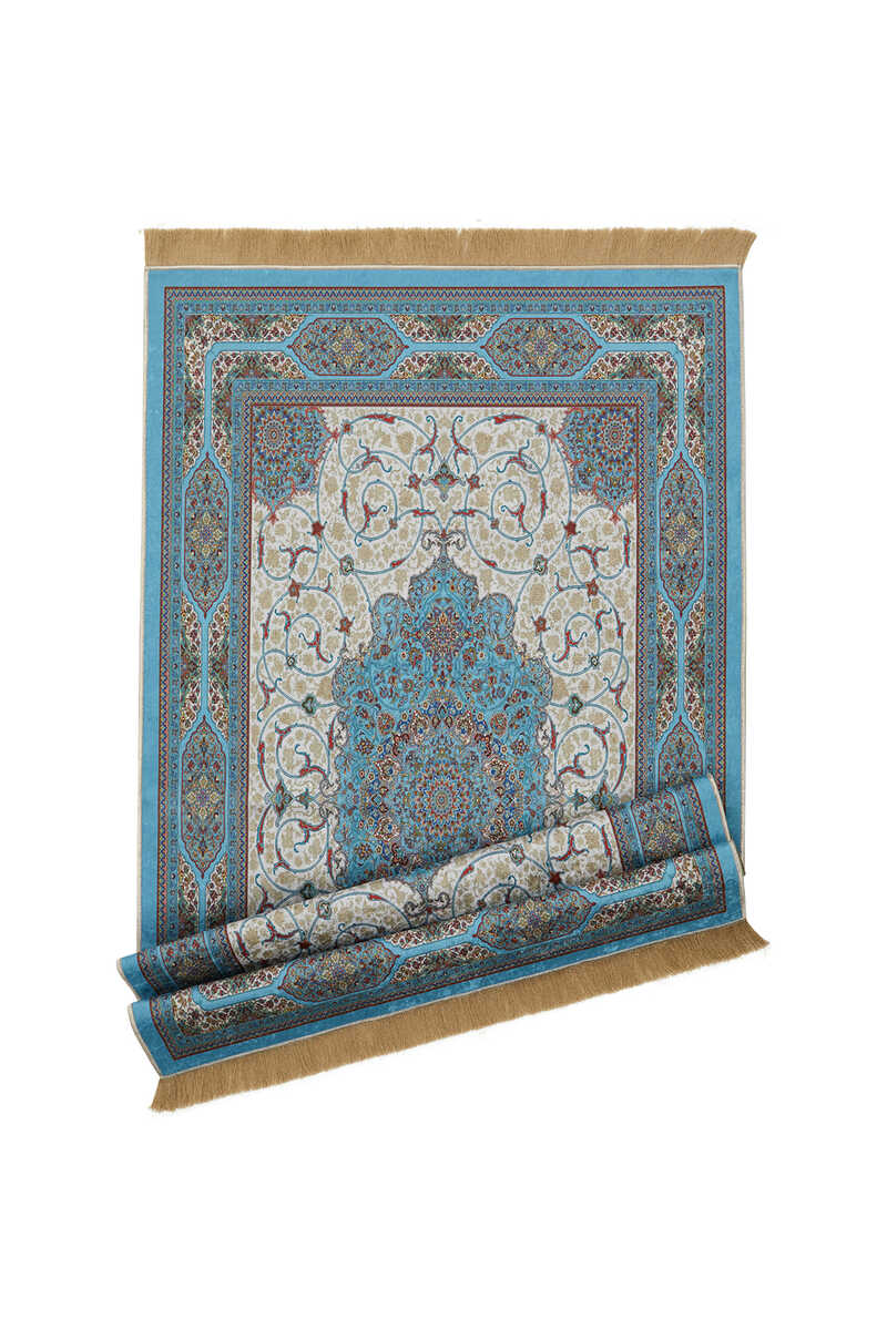 Turquoise White Velvet Prayer Mat