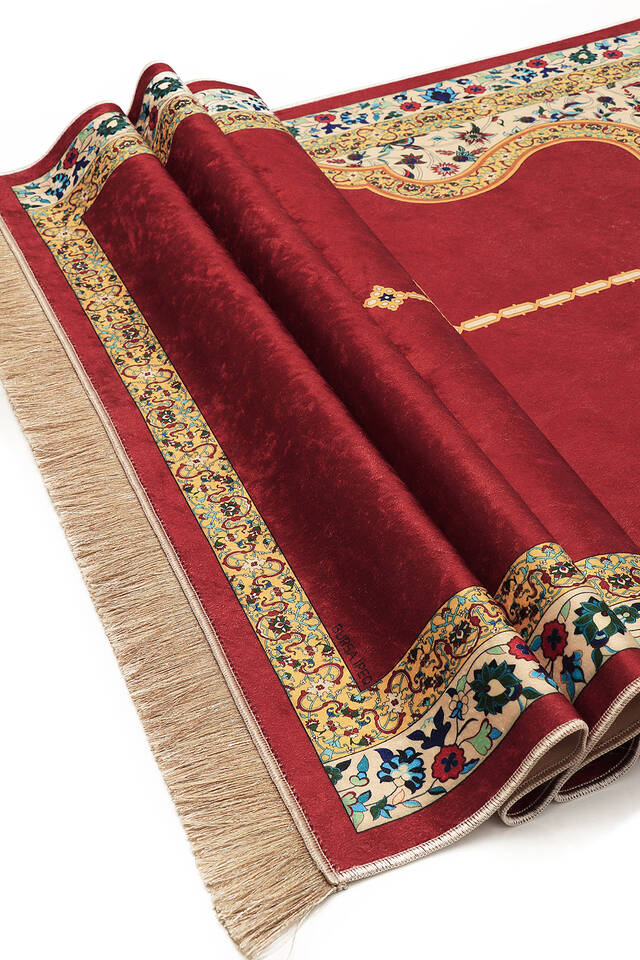 Burgundy velvet prayer mat