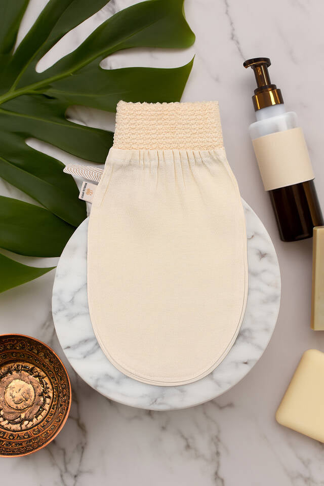 Gant Exfoliant pour le Bain et la Douche blanc