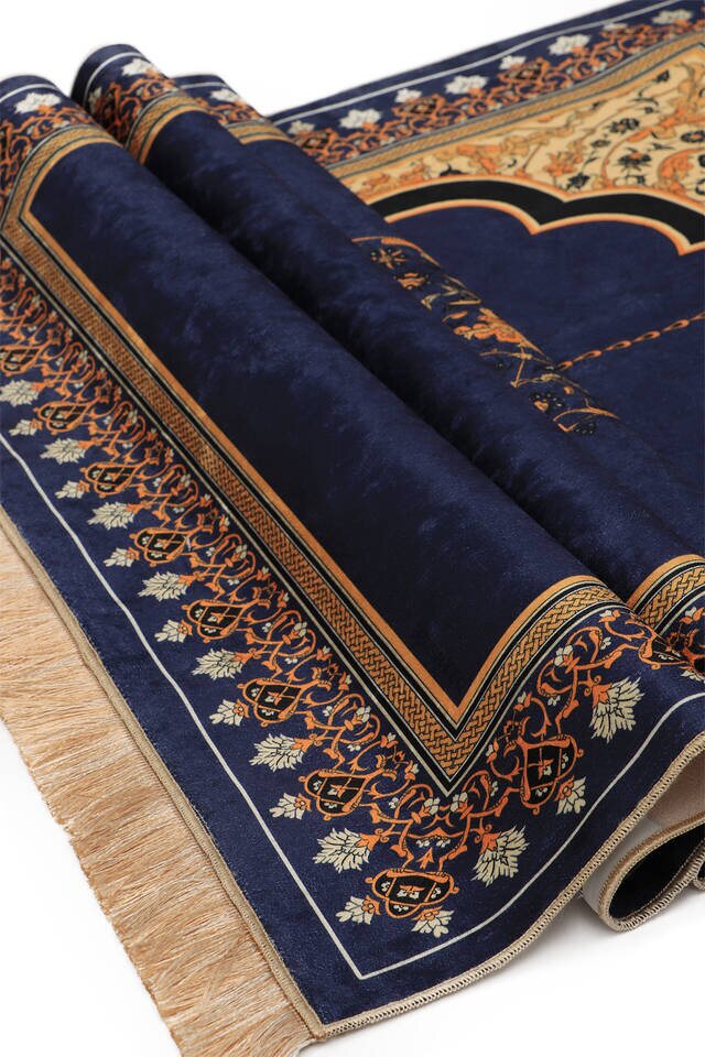 Navy blue velvet prayer mat