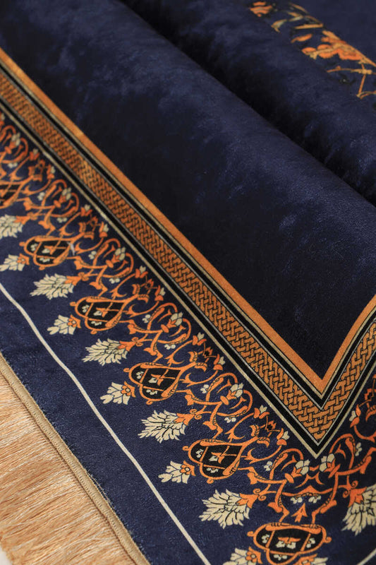 Tapis de prière en velours bleu marine