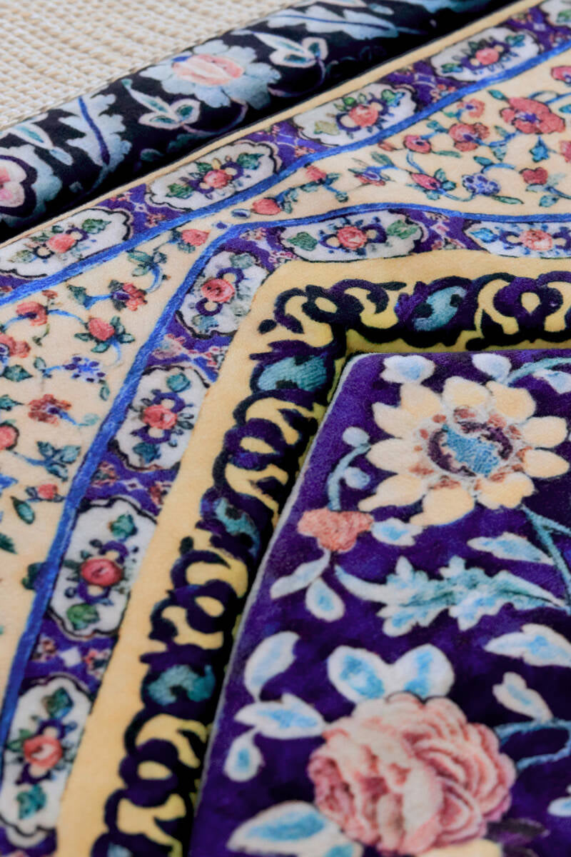 Tapis de Prière en Eponge Matelassé Bleu