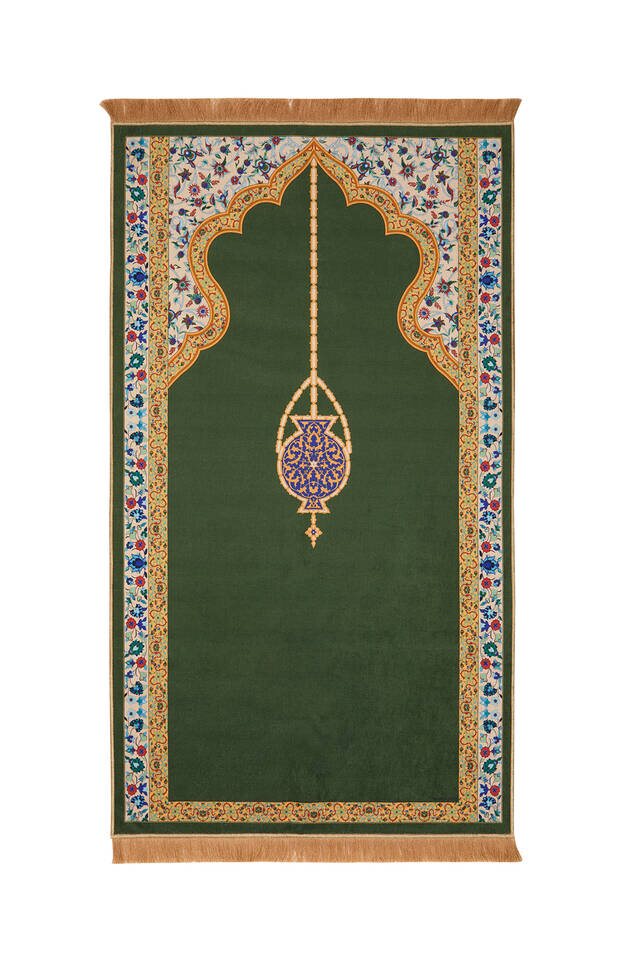 Green velvet prayer mat