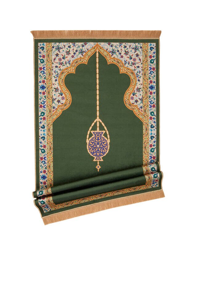 Green velvet prayer mat
