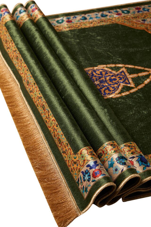 Green velvet prayer mat