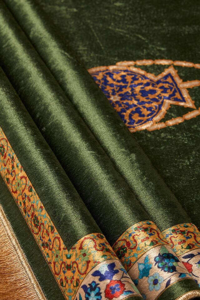 Green velvet prayer mat