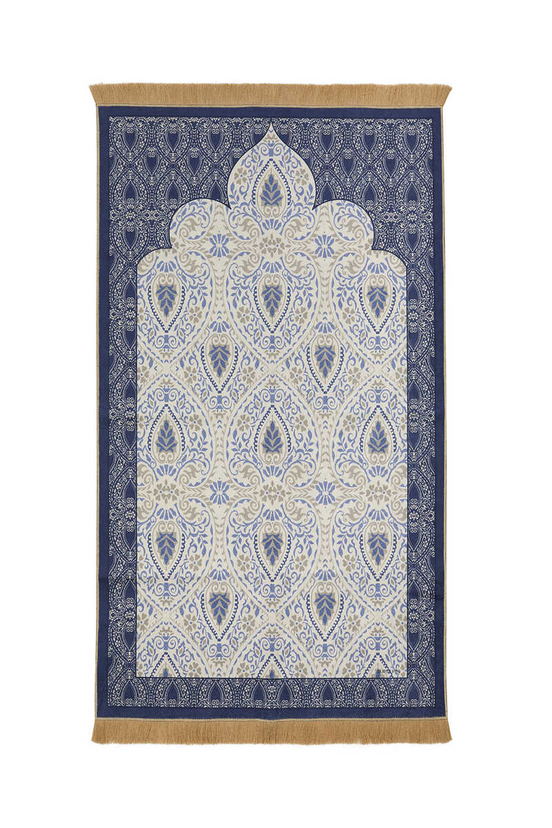 Blue and White Velvet Prayer Rug