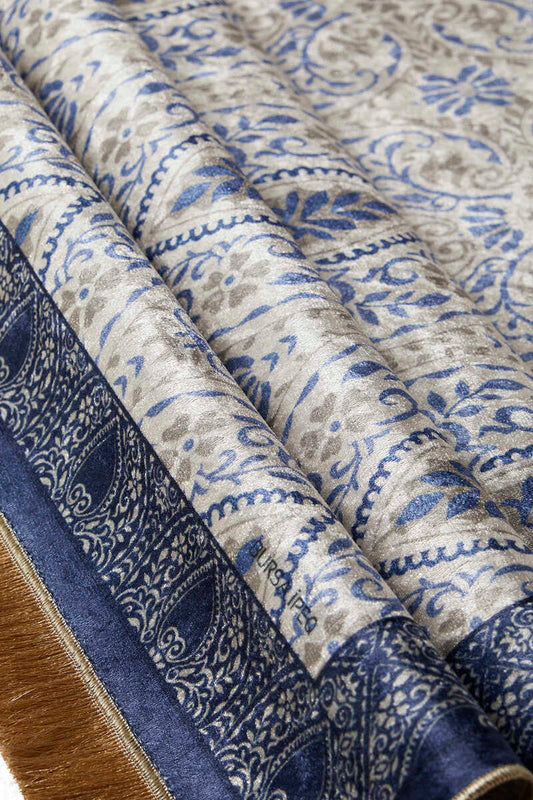 Tapis de Prière Velours Bleu et Blanc