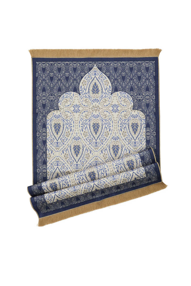 Blue and White Velvet Prayer Rug