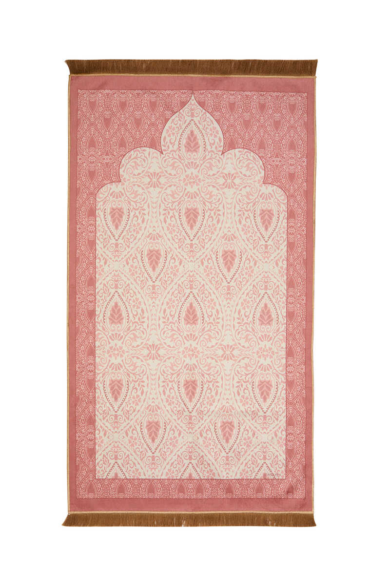 Pink and Beige Velvet Prayer Mat