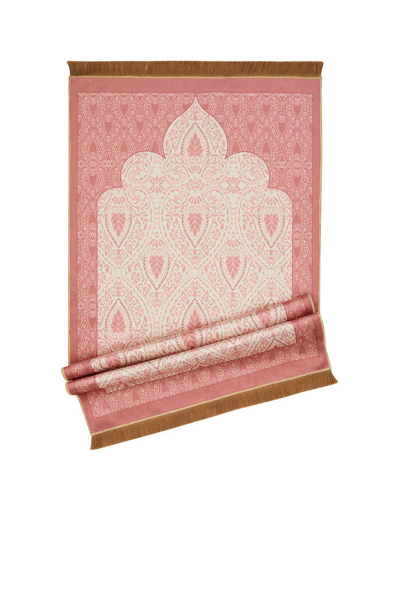 Pink and Beige Velvet Prayer Mat