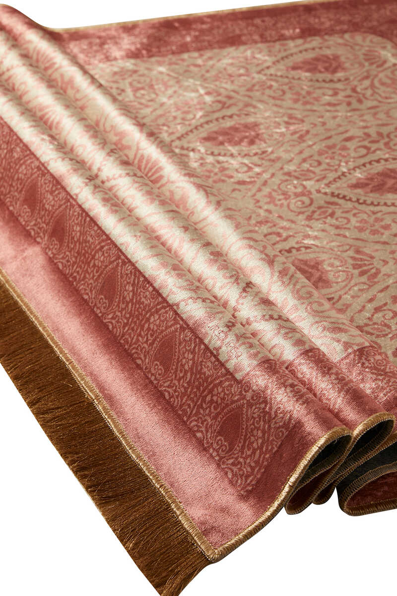 Pink and Beige Velvet Prayer Mat