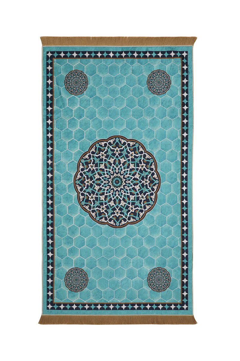 Turquoise Velvet Prayer Mat