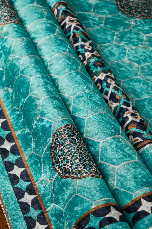 Tapis de Prière Velours Turquoise