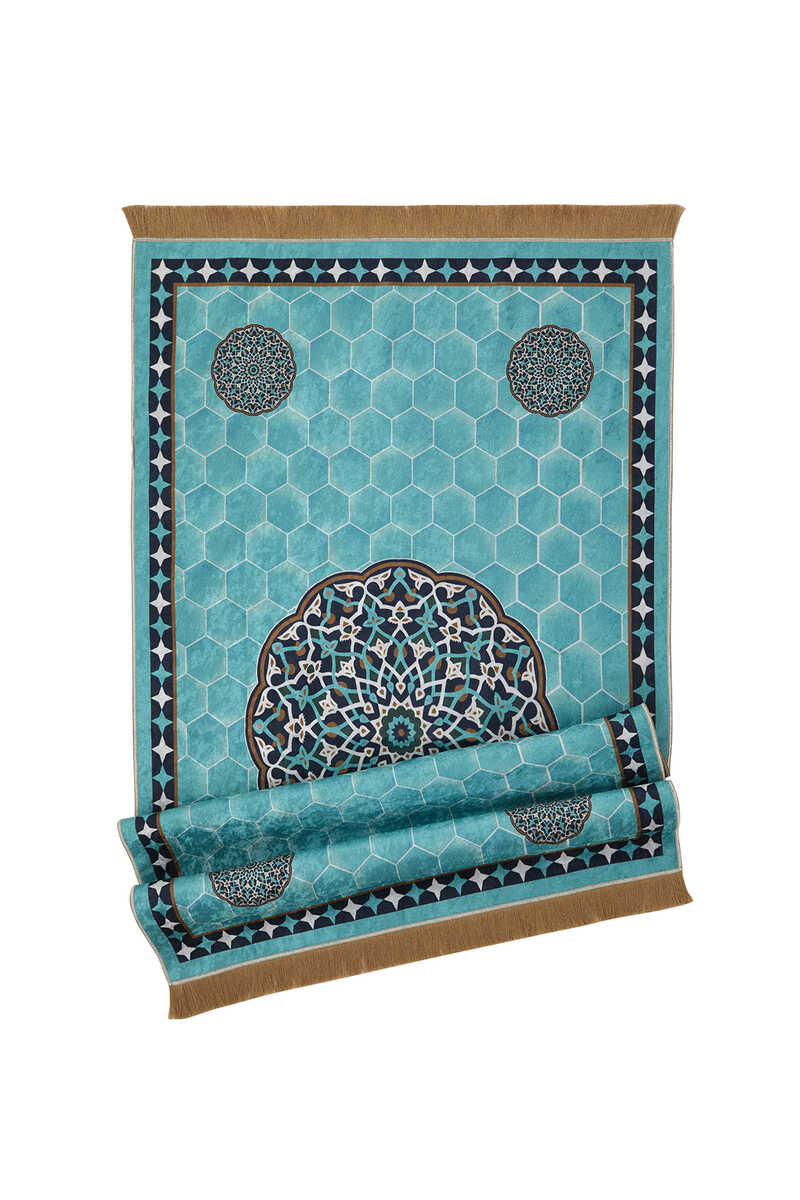 Turquoise Velvet Prayer Mat